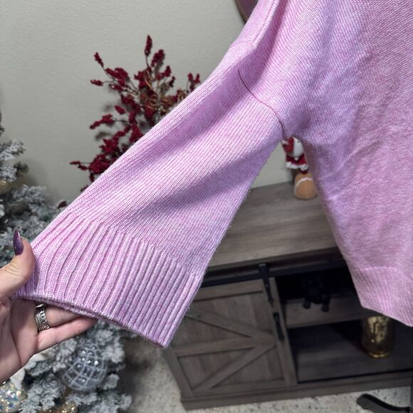 MERSEA Montauk V Neck Sweater Pink One Size Wide Sleeve Casual Wool Blend - Picture 4 of 9